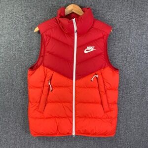 Nike Vest Men Medium Goose Down Puffer Sportswear NSP Red